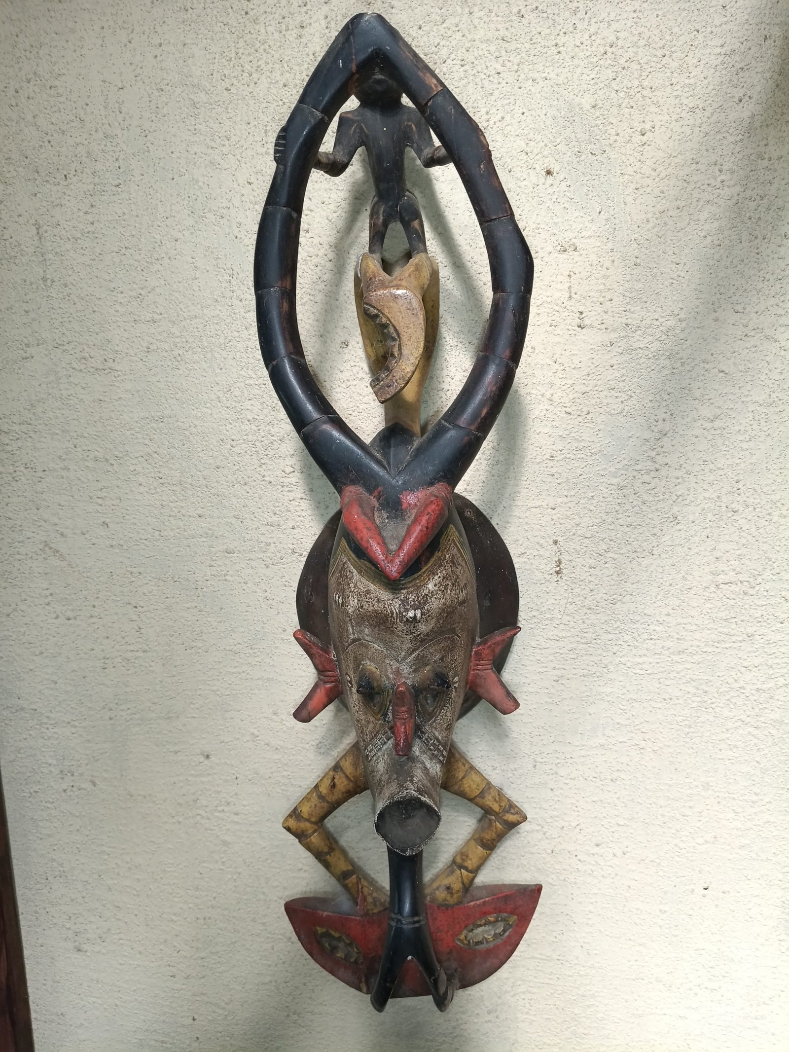 Central African carved figure and mask