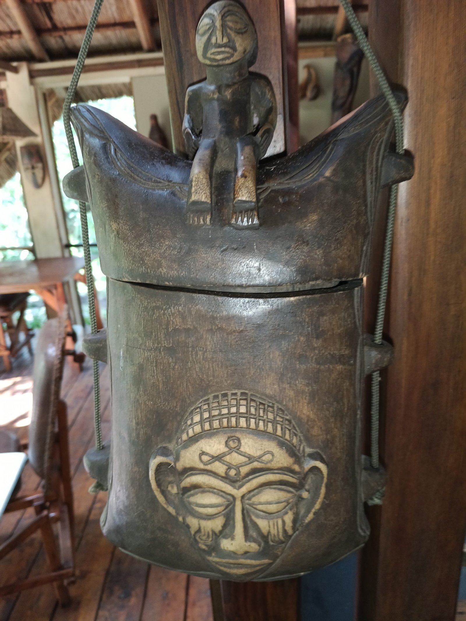 Carved ceremonial wooden vessel