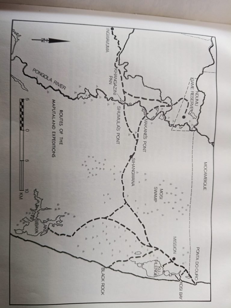 1947 map of the Maputaland expedition routes